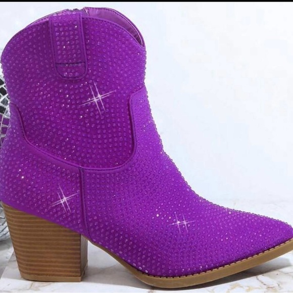 Purple Rhinestone cowboy boots - Picture 3 of 3
